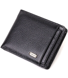 Оригінальний компактний гаманець із вкладишем для посвідчення для чоловіків із натуральної шкіри флотар CANPELLINI 21875 Чорний 