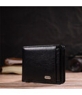 Оригінальний компактний гаманець із вкладишем для посвідчення для чоловіків із натуральної шкіри флотар CANPELLINI 21875 Чорний 