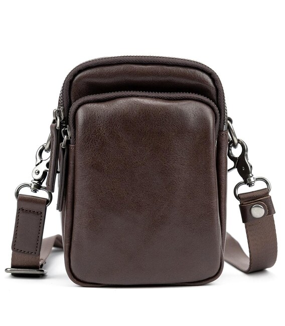 Мессенджер маленький кожаный черный TIDING BAG 333-1C фото, картинка, изображение