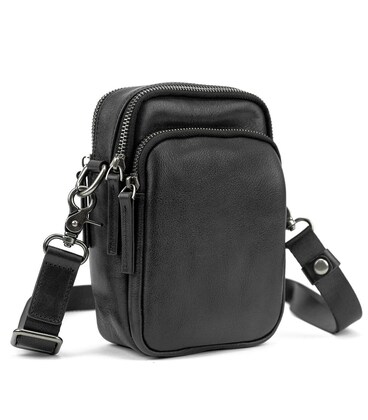 Месенджер маленький шкіряний чорний TIDING BAG 333-1A картинка, зображення, фото