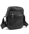 Мессенджер кожаный черный плетеный TIDING BAG 88362-1A фото, картинка, изображение