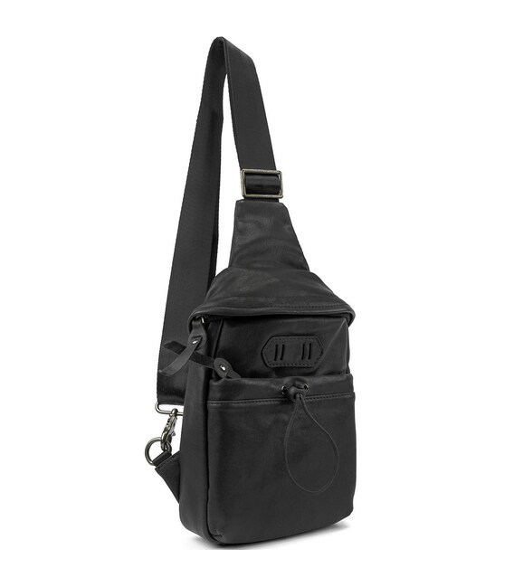 Маленька сумочка-слінг чоловіча шкіряна TDING BAG 2072A картинка, зображення, фото