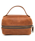Шкіряний несесер косметичка TARWA RB-8030-4lx коньячна, розмір S з ручкою фото, картинка, изображение