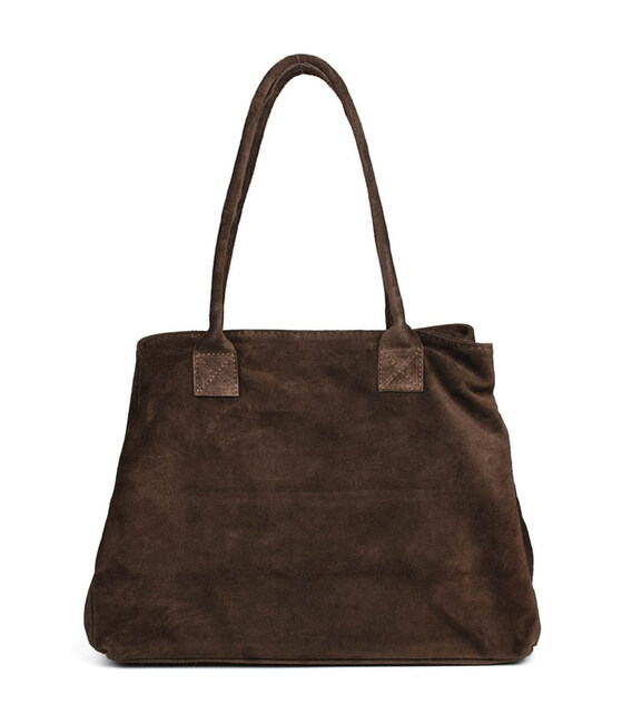 Замшева жіноча сумка тоут Італія Firenze fz376023 у кольорі шоколад фото, картинка, изображение