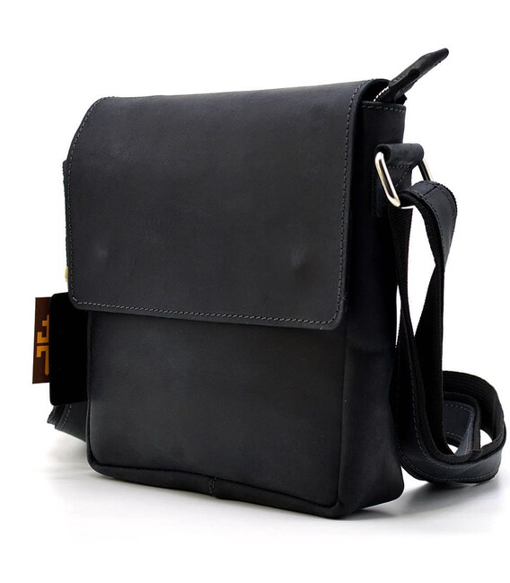 Шкіряна сумка на плече з 4 кишенями чорна TARWA RA-4129-4sa фото, картинка, изображение