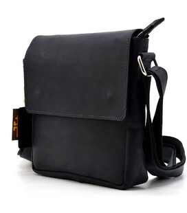 Шкіряна сумка на плече з 4 кишенями чорна TARWA RA-4129-4sa фото, картинка, изображение