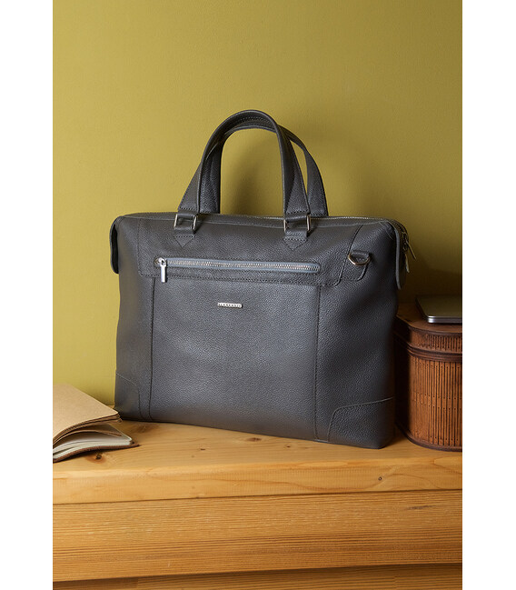 Кожаная сумка для ноутбука и документов Franko темно-серый флотар фото, картинка, изображение