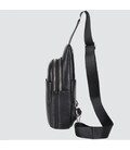 Кожаный черный слинг на два отдела Tiding Bag FL-A25F-8803A фото, картинка, изображение