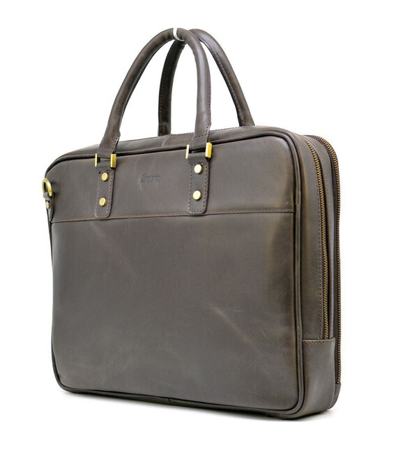 Чоловіча шкіряна сумка-портфель тонка, коричнева TARWA TC-4766-4lx фото, картинка, изображение