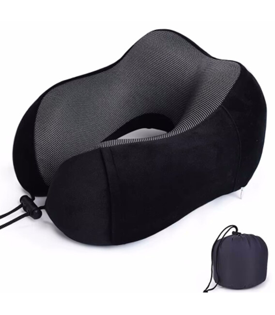 Комфортна подушка для шеи дорожняя Carbon C5700 черная фото, картинка, изображение