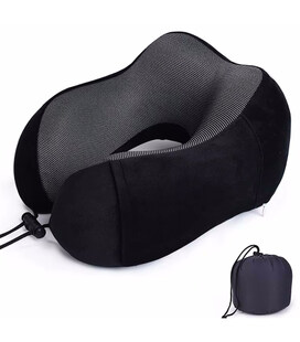 Комфортна подушка для шеи дорожняя Carbon C5700 черная фото, картинка, изображение