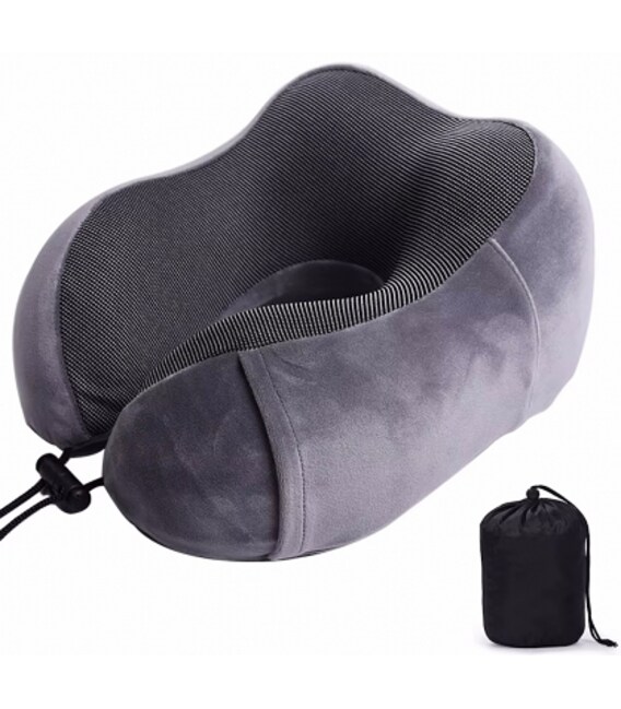 Комфортна подушка для шеи дорожняя Carbon C5700 серая фото, картинка, изображение