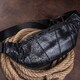 Сумка поясная из овечьей кожи Vintage 20205 Черная фото