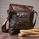 Cумка мужская с тиснением под крокодила Vintage 14698 Коричневая фото