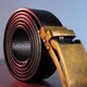 Ремень из натуральной кожи с ретро латунной автоматической пряжкой Vintage 20219 Черный фото