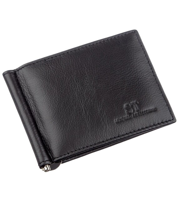 Затискач з монетницьою на блискавки ST Leather 18948 Чорний