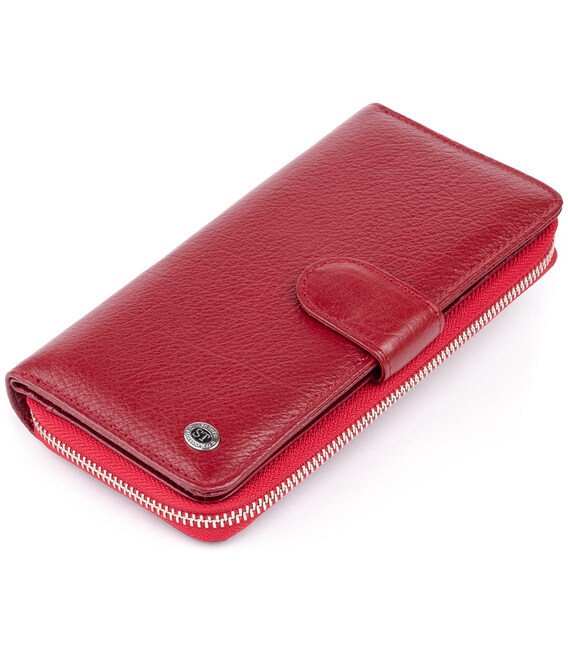 Вертикальный вместительный кошелек из кожи женский ST Leather 19307 Бордовый фото