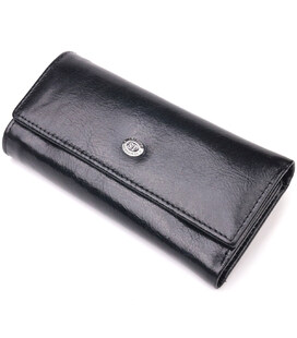 Надійний гаманець-ключниця з натуральної гладкої шкіри ST Leather 19415Чорний
