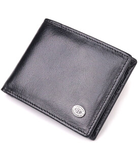 Компактний затиск для грошей із натуральної гладкої шкіри ST Leather 19416 Чорний