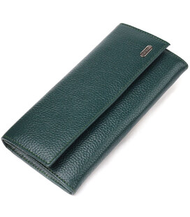 Женский практичный кошелек из натуральной зернистой кожи CANPELLINI 21628 Зеленый фото