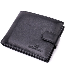 Горизонтальний чоловічий гаманець із натуральної шкіри ST Leather 22443 Чорний