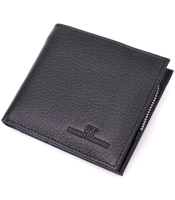 Гаманець середнього розміру з оригінальною монетницею ST Leather 22458 Чорний