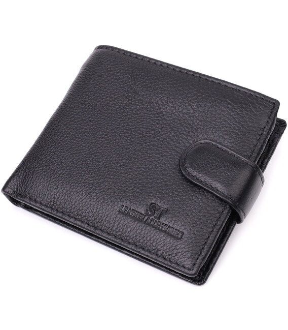 Горизонтальне портмоне для чоловіків із натуральної шкіри ST Leather 22459 Чорний