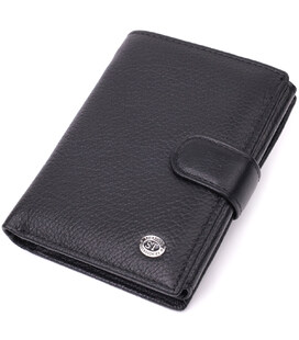 Солидный мужской бумажник из натуральной кожи ST Leather 22467 Черный фото