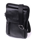 Вертикальная мужская сумка на пояс из натуральной кожи Vintage 22563 Черный