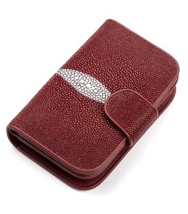 Кошелек женский STINGRAY LEATHER 18092 из натуральной кожи морского ската Бордовый фото