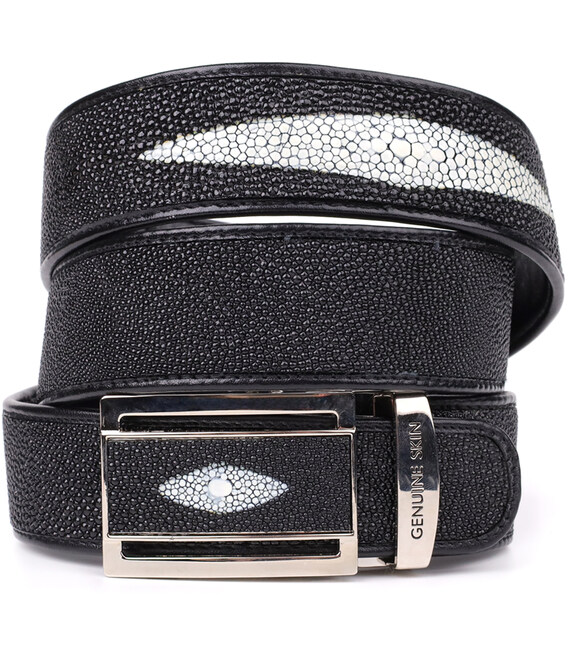 Ремень-автомат STINGRAY LEATHER 18203 из натуральной кожи морского ската Черный фото