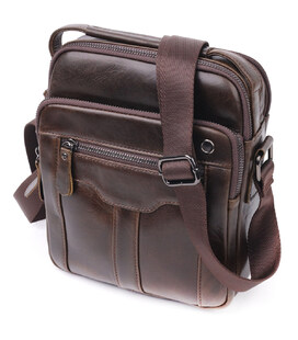 Вертикальна чоловіча сумка Vintage 20825 шкіряна Коричневий
