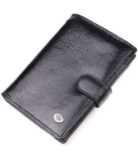Вертикальный мужской бумажник из натуральной кожи ST Leather 19406 Черный фото
