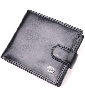 Классический мужской бумажник из натуральной кожи ST Leather 19407 Черный фото
