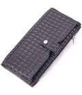 Стеганий вертикальний чоловічий гаманець з натуральної шкіри KARYA 21425 Чорний