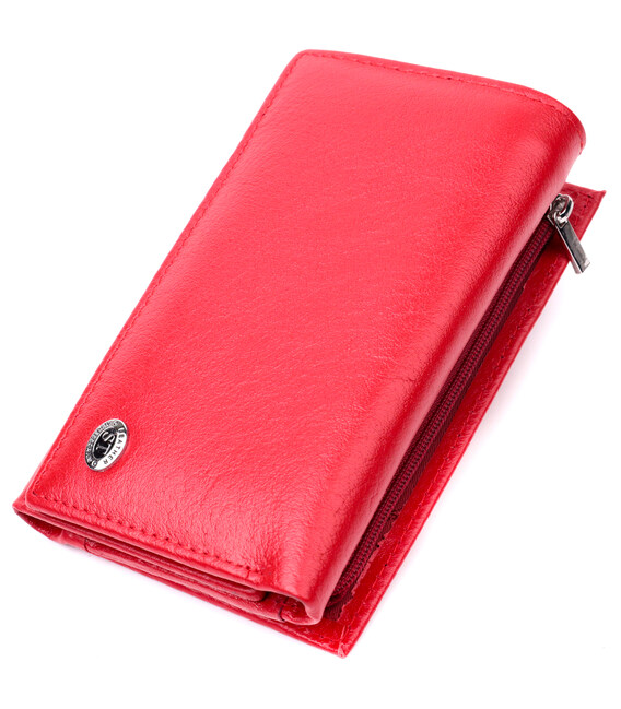 Женский кошелек в три сложения из натуральной кожи ST Leather 19469 Красный фото