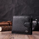 Мужской горизонтальный бумажник среднего размера из натуральной кожи ST Leather 22484 Черный фото
