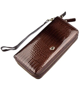 Жіночий лаковий клатч ST Leather 18908 Коричневий