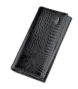 Кошелек женский из экокожи лаковый KIVI 19012 Черный фото