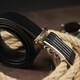 Ремень мужской с автоматической пряжкой полоска Vintage 20301 Черный фото