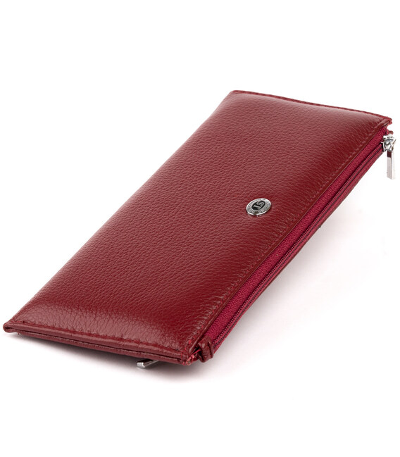 Горизонтальний тонкий гаманець зі шкіри жіночий ST Leather 19326 Бордовий