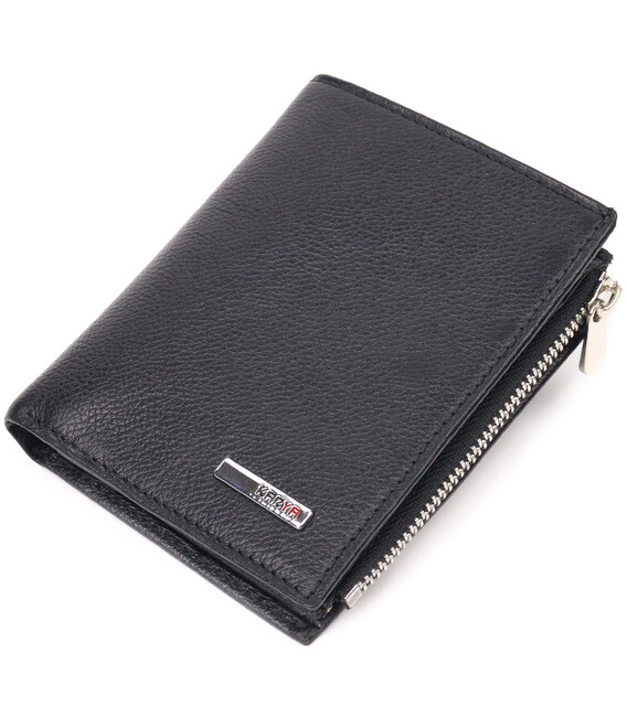 Місткий вертикальний невеликий шкіряний гаманець KARYA 21384 Чорний