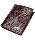Шикарный мужской бумажник из натуральной кожи с тиснением под крокодила CANPELLINI 21729 Коричневый