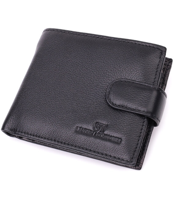 Горизонтальний гаманець середнього розміру з натуральної шкіри ST Leather 22454 Чорний