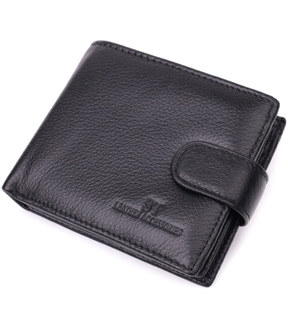 Кошелек для мужчин удобного размера из натуральной кожи ST Leather 22461 Черный фото