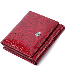 Компактний гаманець для жінок з натуральної шкіри лакованої ST Leather 22687 Червоний