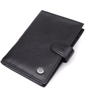 Містка обкладинка на документи унісекс з натуральної шкіри ST Leather 23116 Чорний