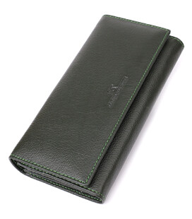 Стильний гаманець у два складення з натуральної шкіри ST Leather 23066 Зелений