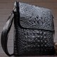 Сумка мужская вертикальная с тиснением под рептилию Vintage 14715 Черная фото