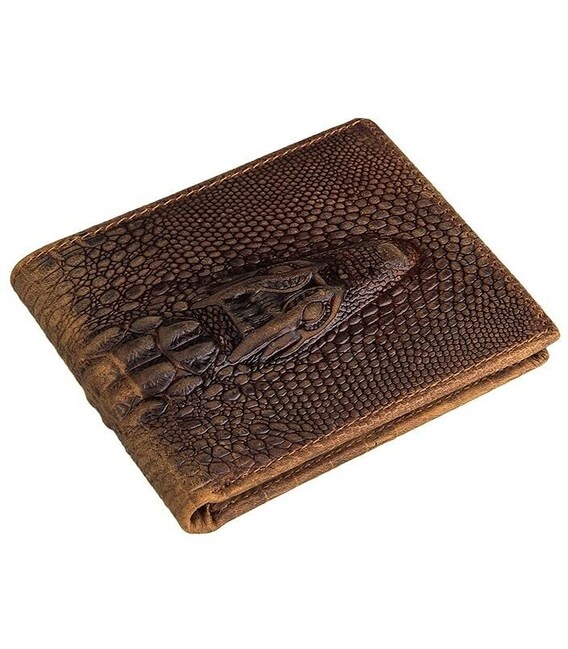 Гаманець чоловічий Vintage 14380 фактура шкіри під крокодила Коричневий